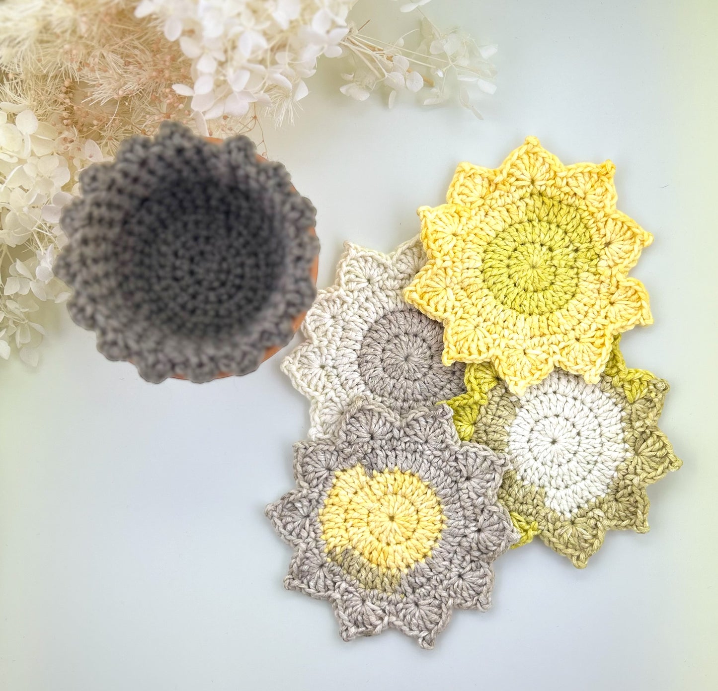 Crochet Coaster Pot Plant - Multicoloured