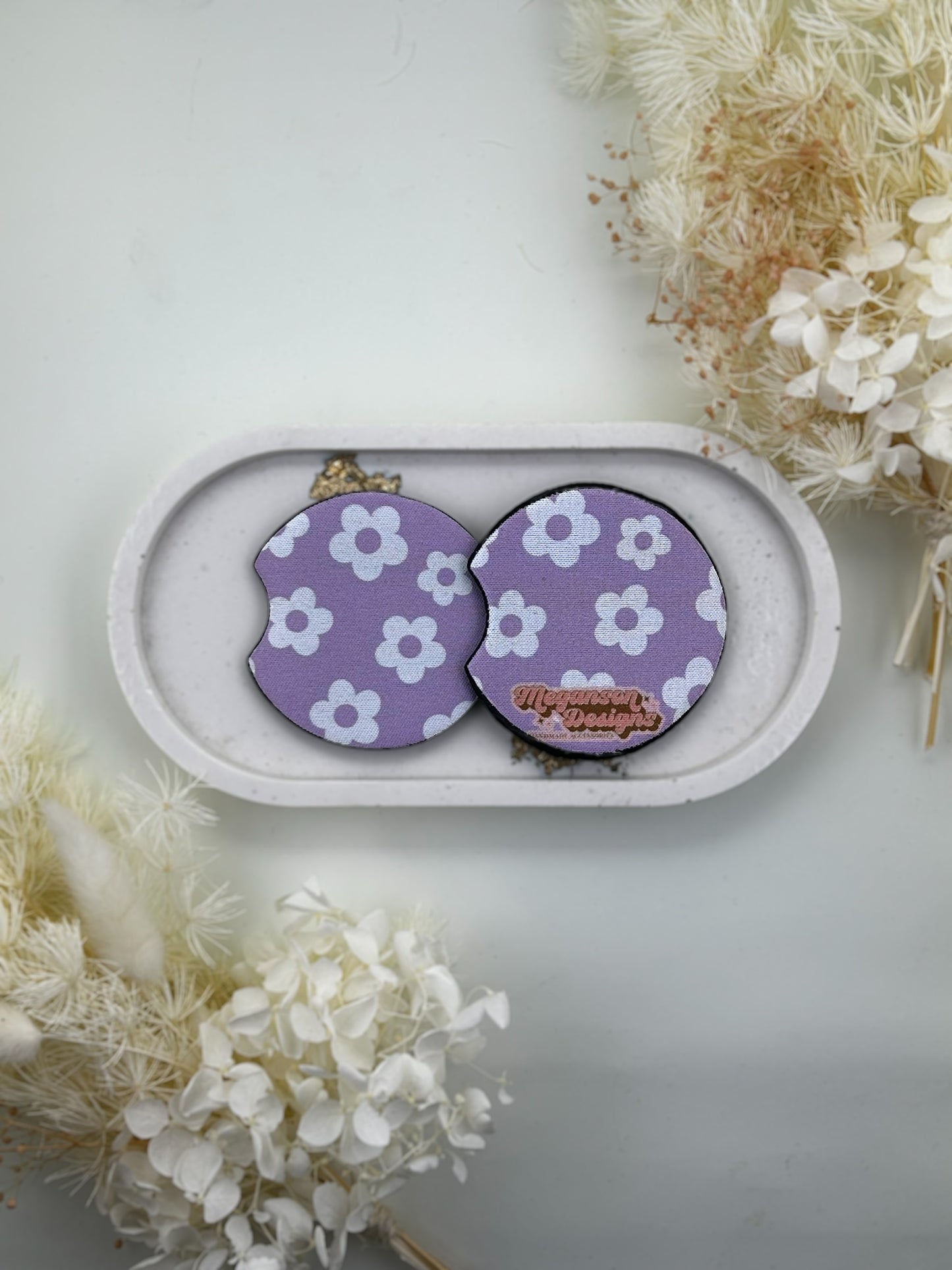 Purple Daises Car Coaster
